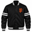 SF Giants Stripe Sleeves Heavyweight Satin Jacket