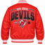 New Jersey Devils Red NHL Heavyweight Satin Jacket Back View
