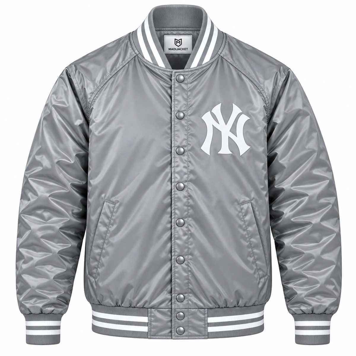 NY Yankees Gray Heavyweight Satin Jacket Main image