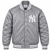 NY Yankees Gray Heavyweight Satin Jacket