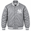 NY Yankees Gray Heavyweight Satin Jacket