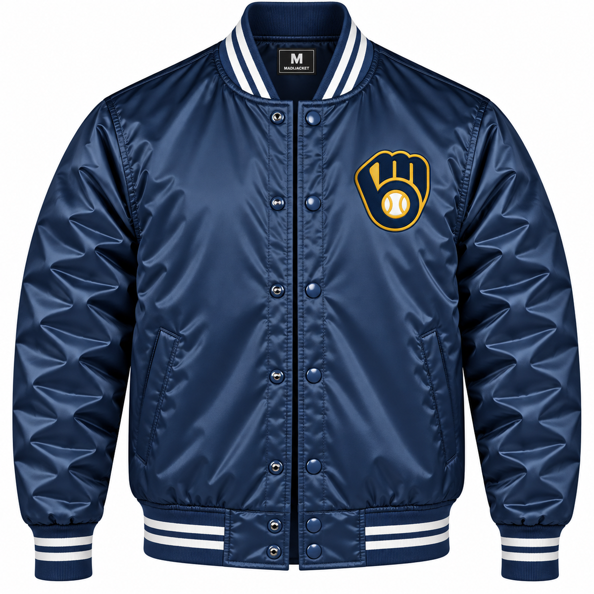 Milwaukee Brewers Navy Heavyweight Satin Jacket