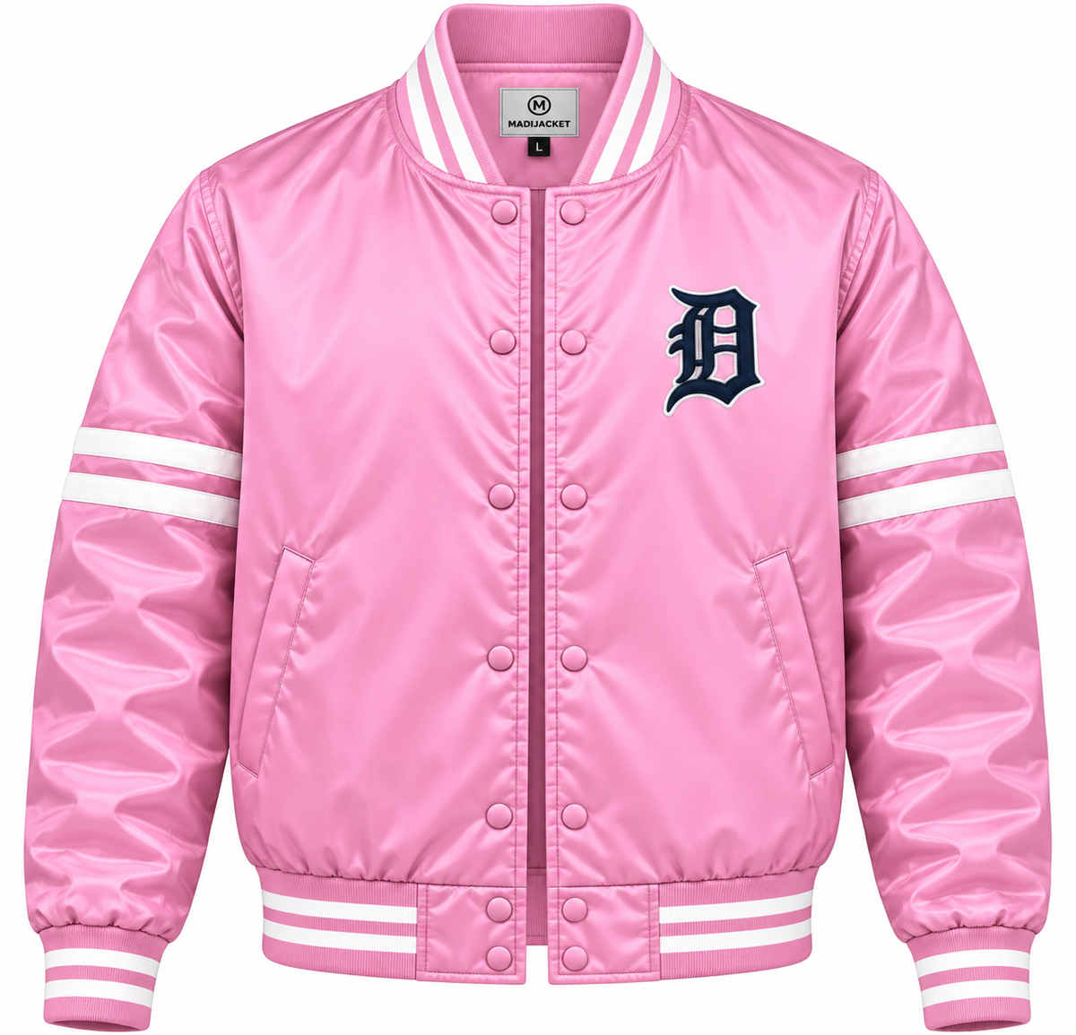 Detroit Tigers Stripe Sleeves Heavyweight Satin Jacket