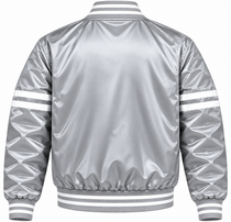 Kansas City Stripe Sleeves Heavyweight Satin Jacket