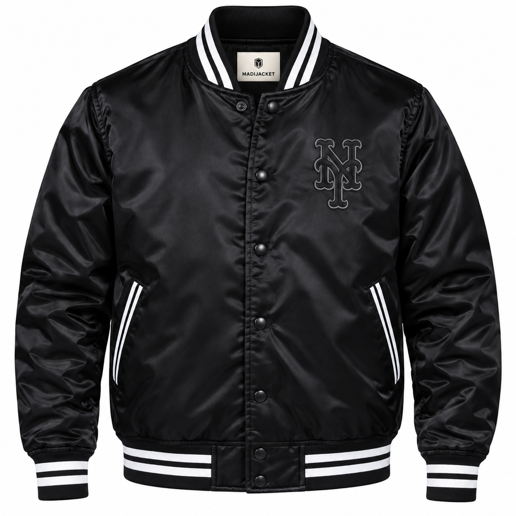 New York Mets Black Heavyweight Satin Jacket
