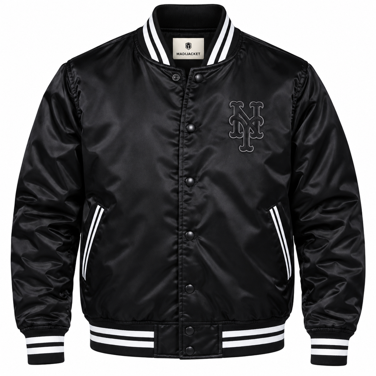 New York Mets Black Heavyweight Satin Jacket