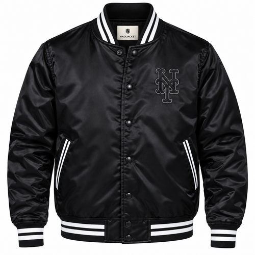New York Mets Black Heavyweight Satin Jacket
