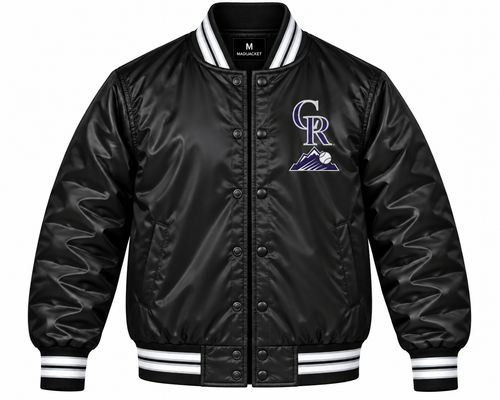 Colorado Rockies Black Heavyweight Satin Jacket