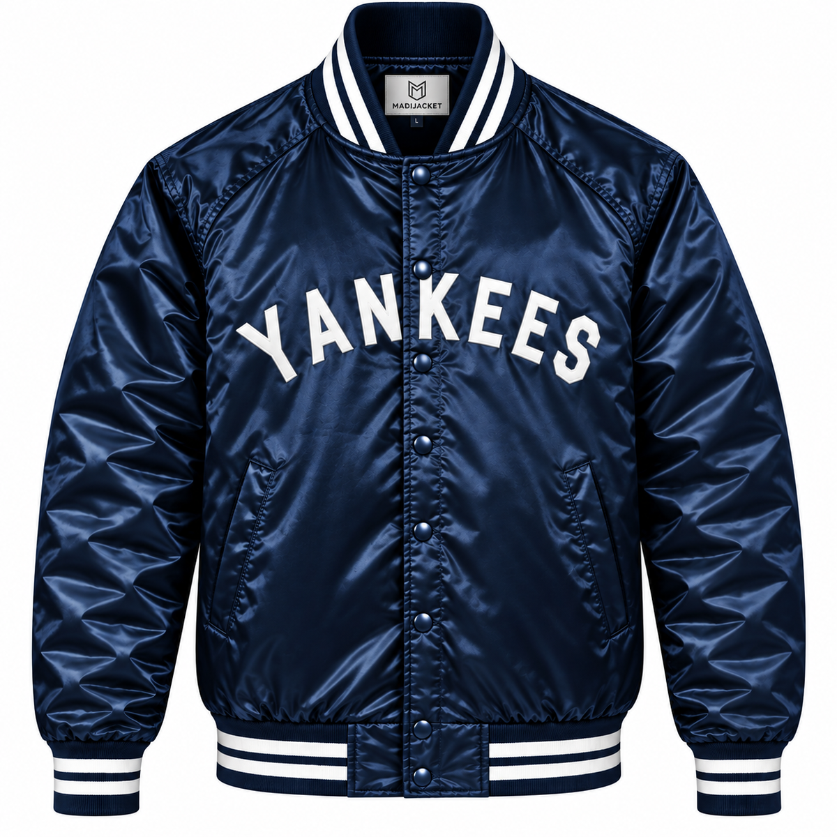 NY Yankees Navy Heavyweight Satin Jacket