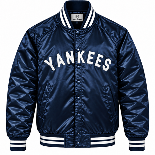 NY Yankees Navy Heavyweight Satin Jacket