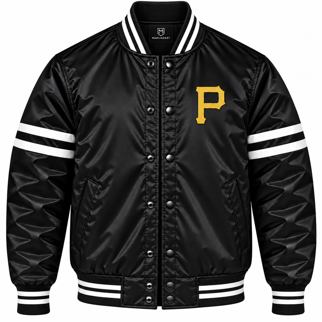 Pittsburgh Pirates Stripe Sleeves Heavyweight Satin Jacket