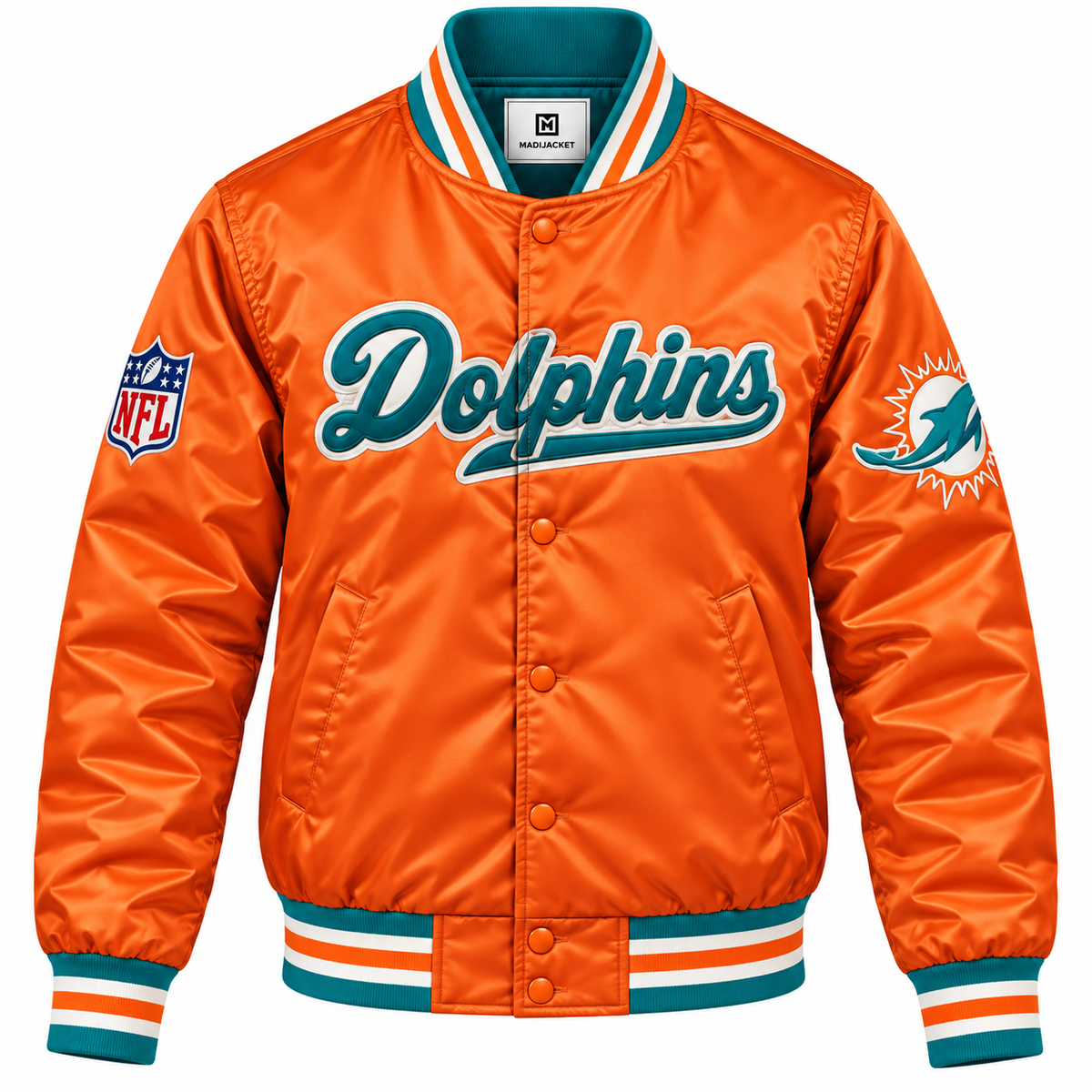 Miami Dolphins Retro Heavyweight Satin Jacket Main image