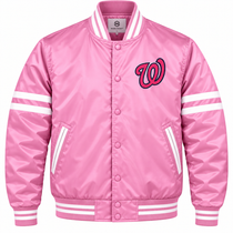 Washington Nationals Stripe Sleeves Heavyweight Satin Jacket