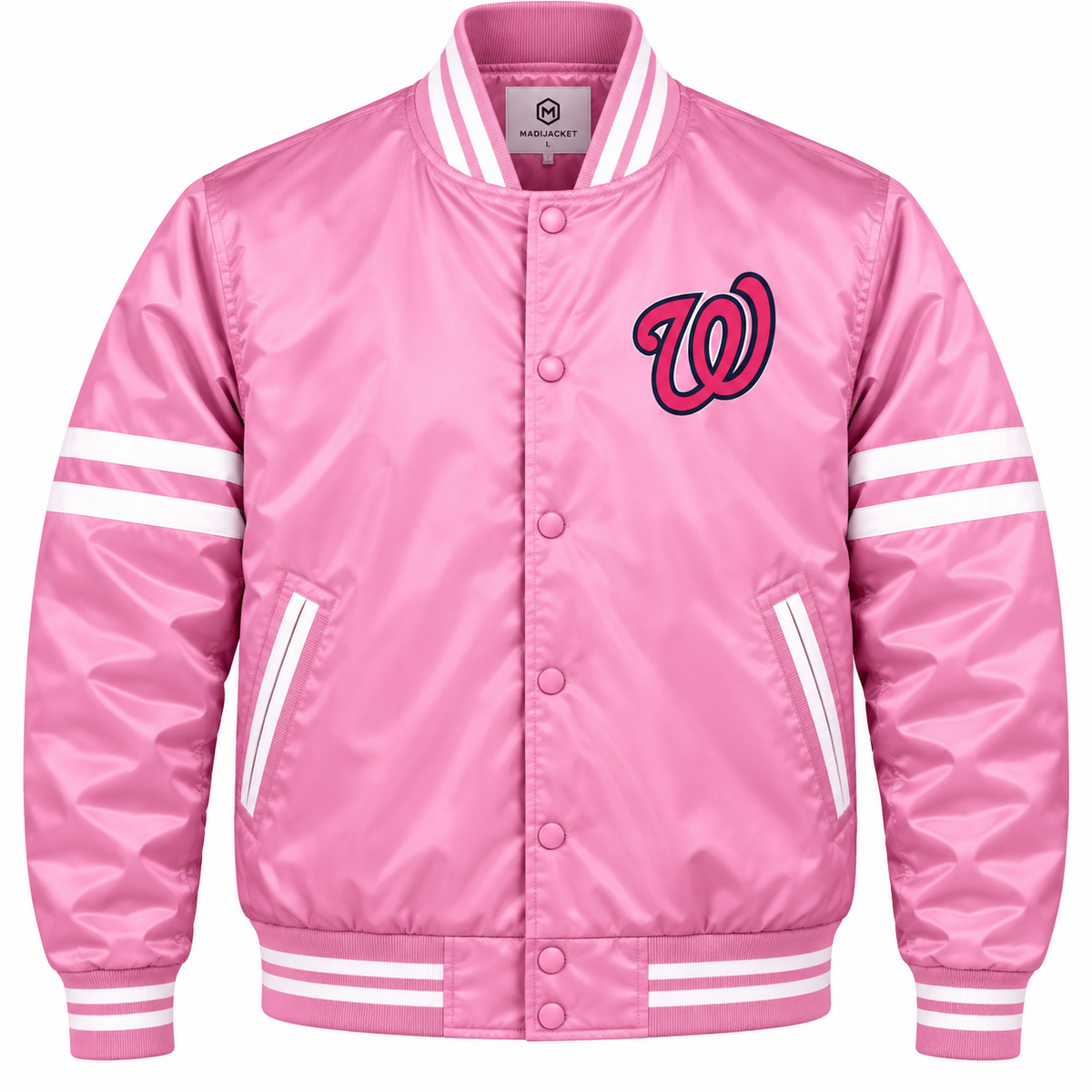 Washington Nationals Stripe Sleeves Heavyweight Satin Jacket
