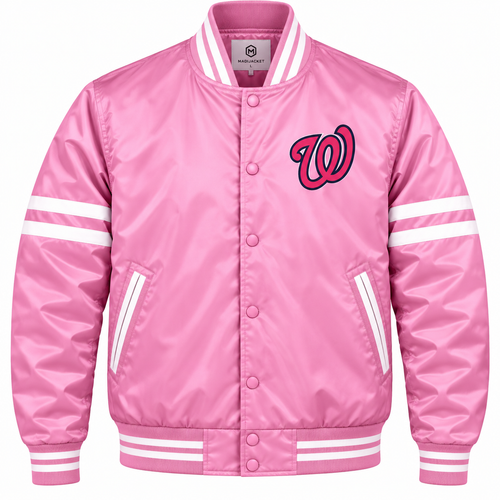 Washington Nationals Stripe Sleeves Heavyweight Satin Jacket