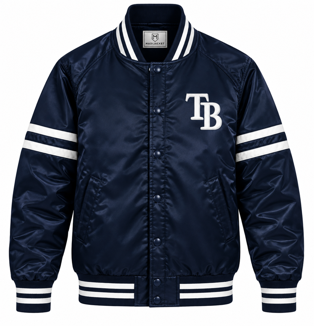 Tampa Bay Rays Stripe Sleeves Heavyweight Satin Jacket