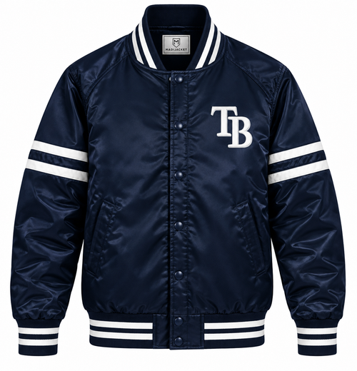 Tampa Bay Rays Stripe Sleeves Heavyweight Satin Jacket