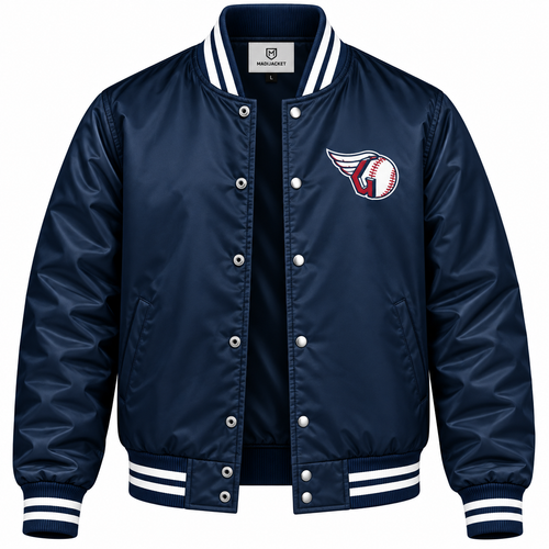 Cleveland Guardians Navy Heavyweight Satin Jacket