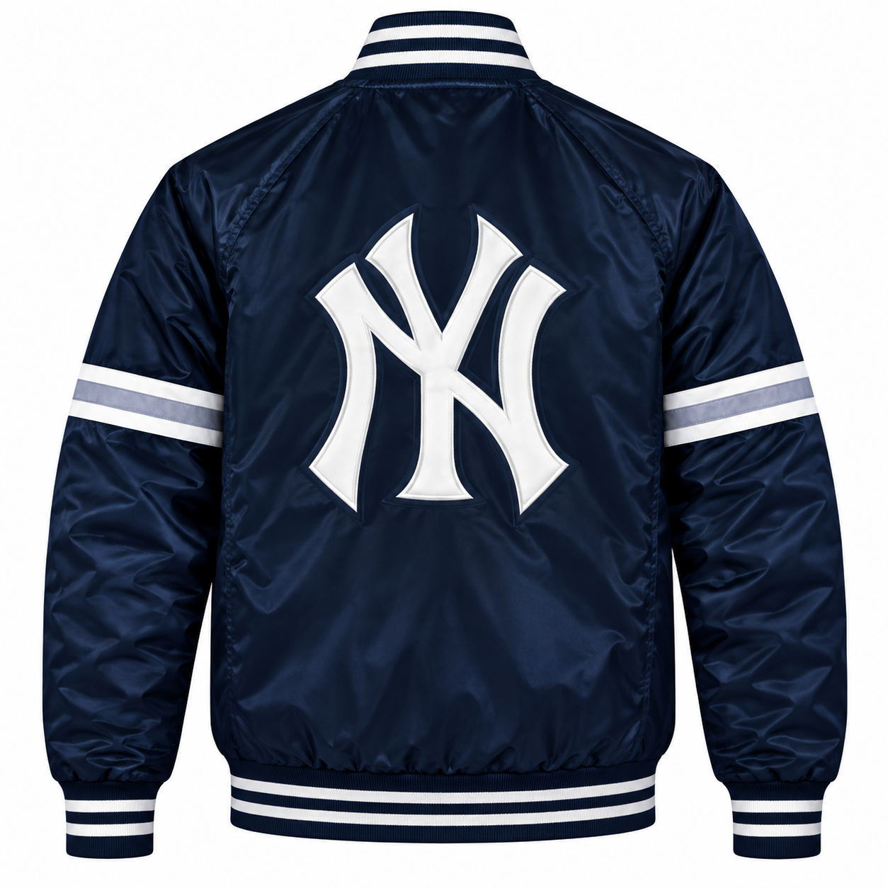 NY Yankees Stripe Sleeves Heavyweight Satin Jacket Secondary image