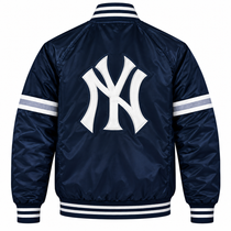 NY Yankees Stripe Sleeves Heavyweight Satin Jacket