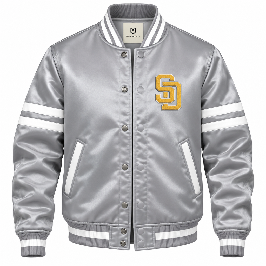 San Diego Padres Stripe Sleeves Heavyweight Satin Jacket