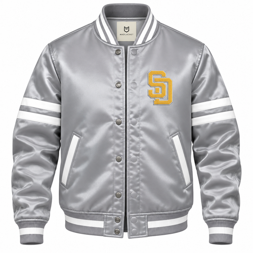 San Diego Padres Stripe Sleeves Heavyweight Satin Jacket