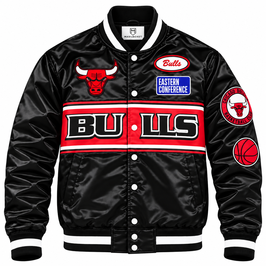 Bulls New Era Exclusive Fitted Heavyweight Satin Jacket