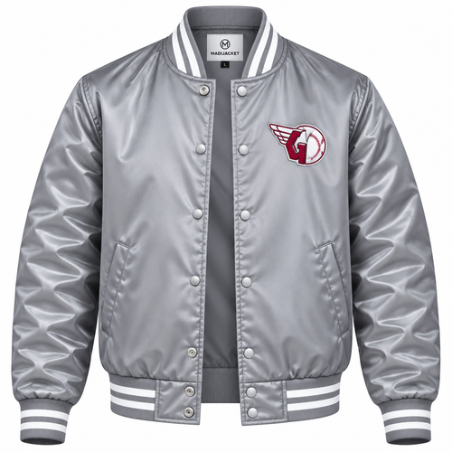Cleveland Guardians Gray Heavyweight Satin Jacket