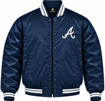 Atlanta Braves Navy Heavyweight Satin Jacket