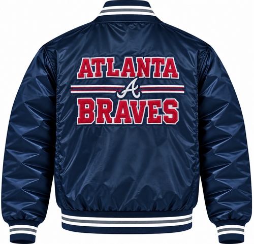 Atlanta Braves Navy Heavyweight Satin Jacket