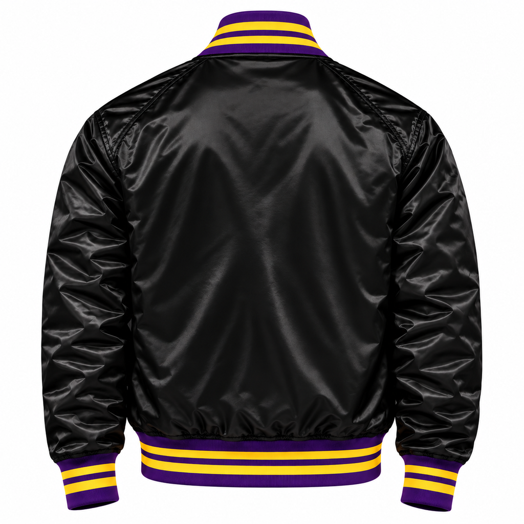 LA Lakers Retro Black Heavyweight Satin Jacket