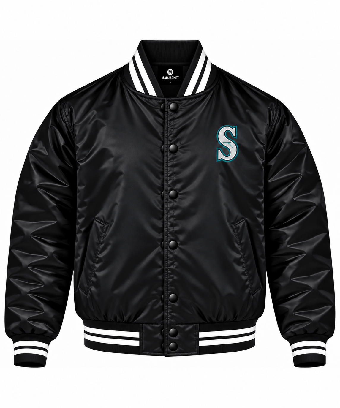 Seattle Mariners Black Heavyweight Satin Jacket Main image