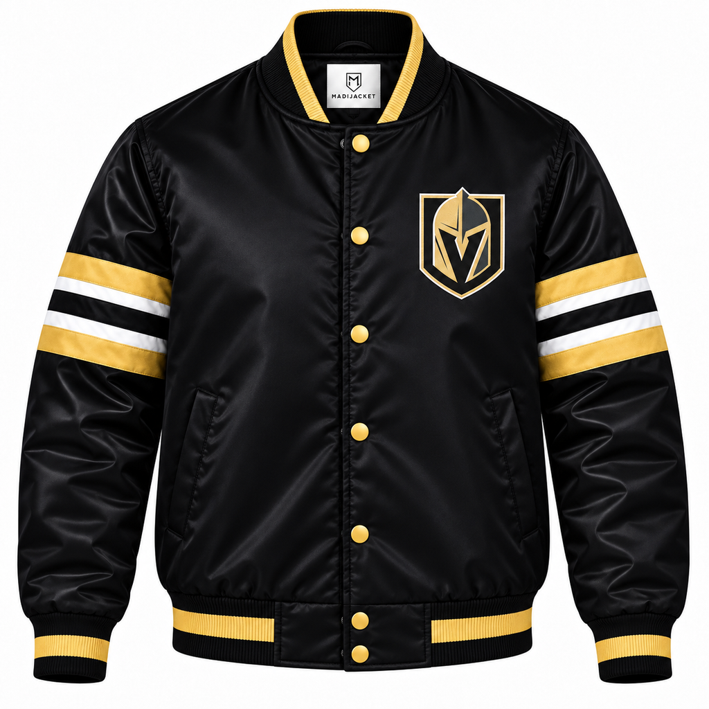 Vegas Golden Knights Stripe Sleeves Heavyweight Satin Jacket