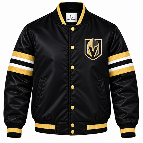 Vegas Golden Knights Stripe Sleeves Heavyweight Satin Jacket