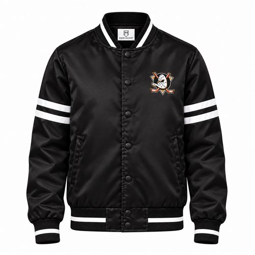 Anaheim Ducks Stripe Sleeves Heavyweight Satin Jacket