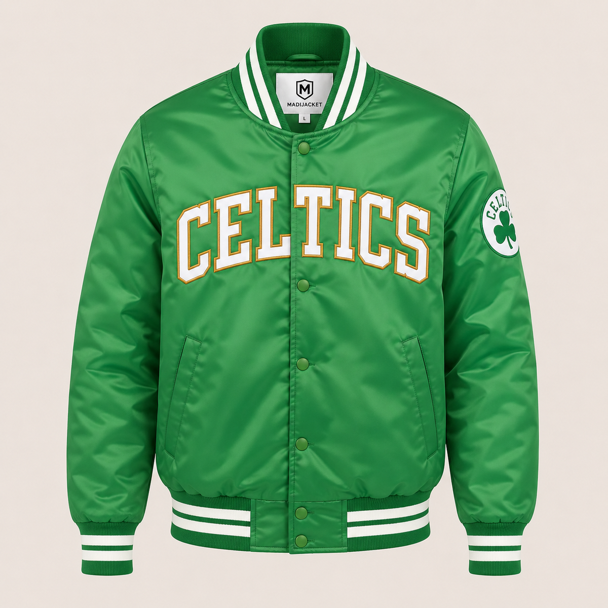 Boston Celtics Heavyweight Satin Fan Jacket with classic basketball-inspired styling Main image