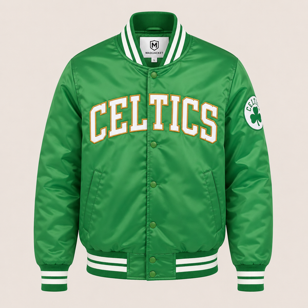 Boston Celtics Heavyweight Satin Fan Jacket with classic basketball-inspired styling