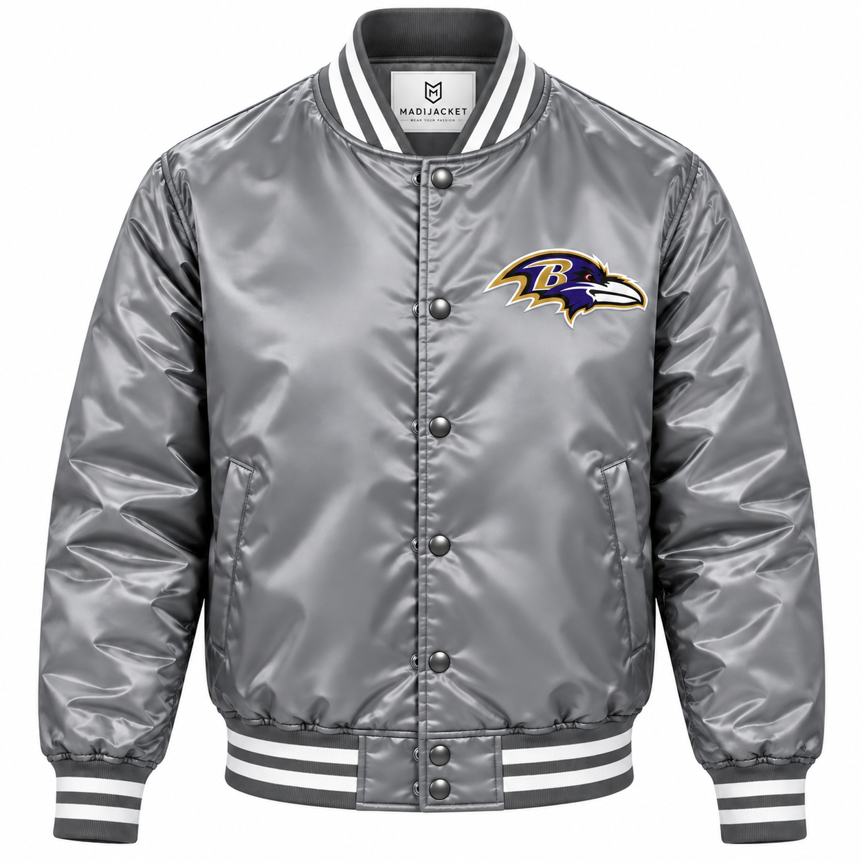Baltimore Ravens Gray Heavyweight Satin Jacket Secondary image