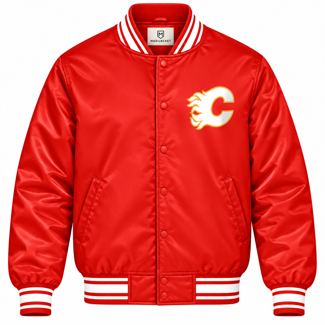 Calgary Flames Red Heavyweight Satin Jacket Secondary image