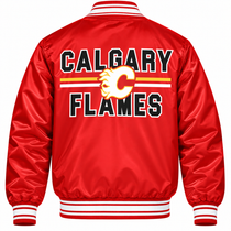 Calgary Flames NHL Heavyweight Satin Jacket Back View