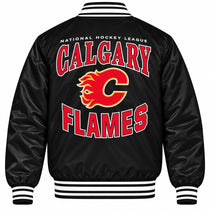 Calgary Flames NHL Heavyweight Satin Jacket Back View