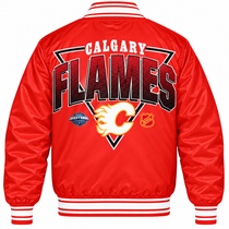 Calgary Flames NHL Heavyweight Satin Jacket Back View