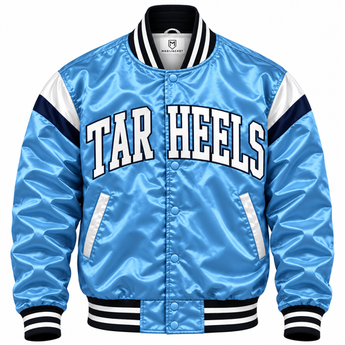 North Carolina Tar Heels Stripe Sleeves Heavyweight Satin Jacket