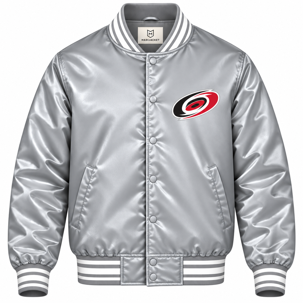 Carolina Hurricanes NHL Heavyweight Satin Jacket Front View