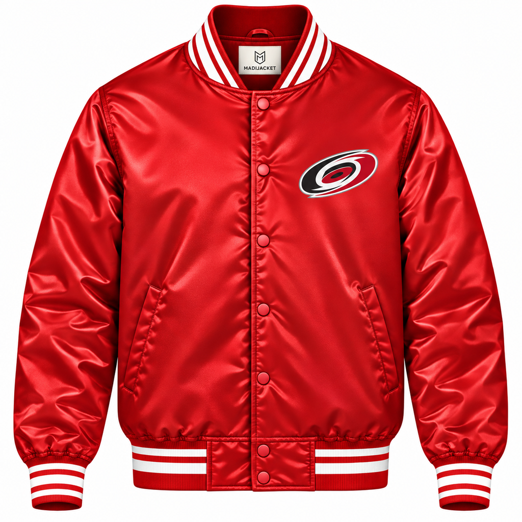 Carolina Hurricanes NHL Heavyweight Satin Jacket Front View