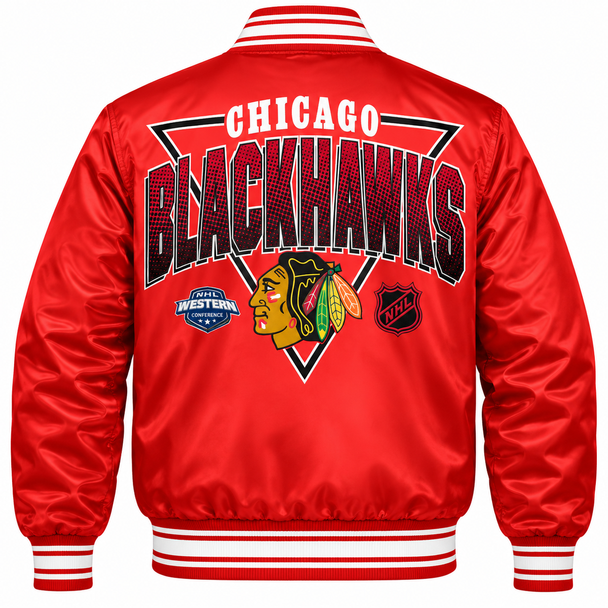 Chicago Blackhawks NHL Heavyweight Satin Jacket Back View Main image