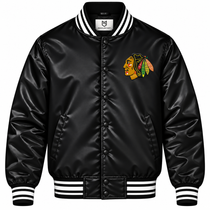 Chicago Blackhawks NHL Heavyweight Satin Jacket Front View