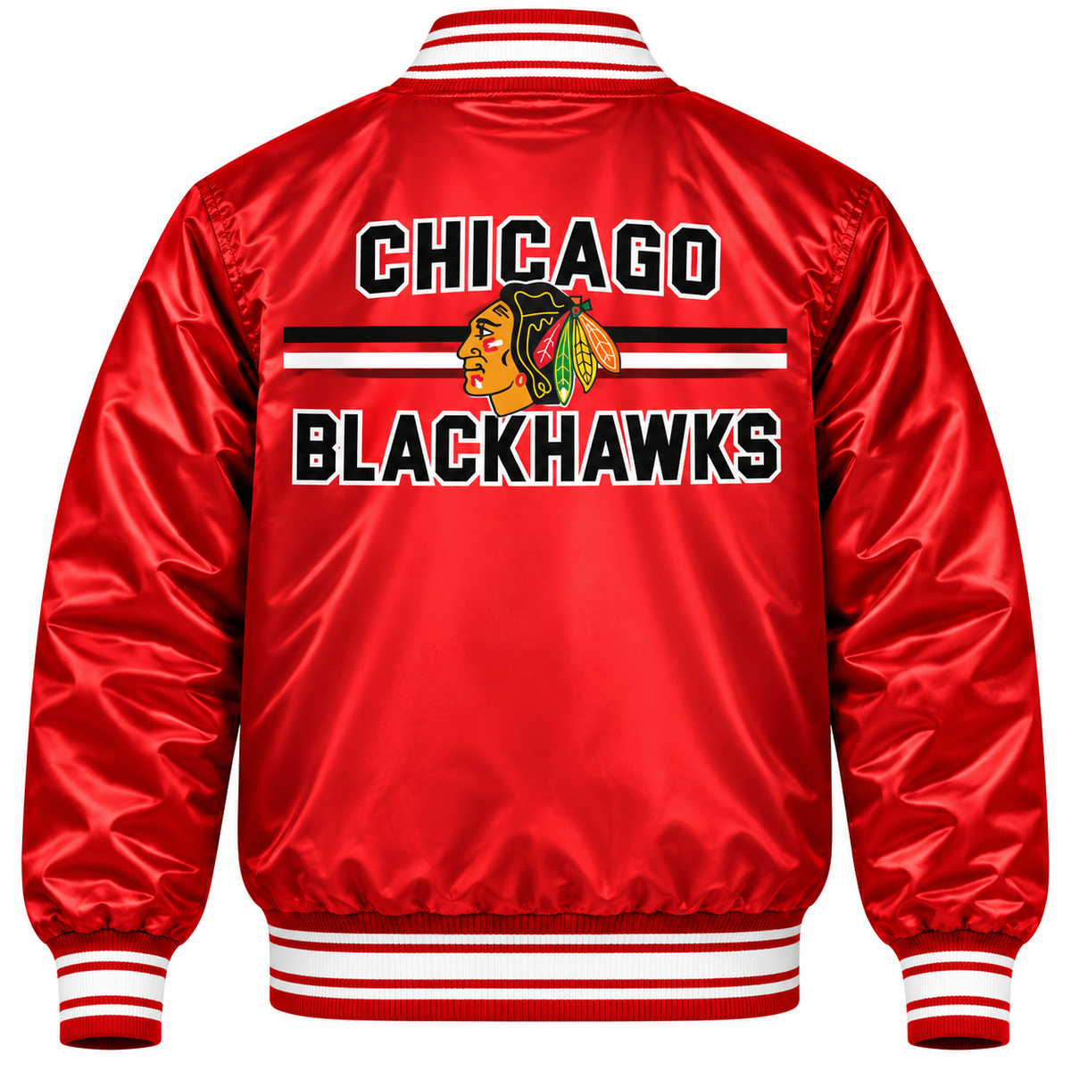 Chicago Blackhawks NHL Heavyweight Satin Jacket Back View Main image