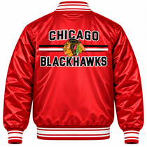 Chicago Blackhawks NHL Heavyweight Satin Jacket Back View