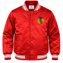 Chicago Blackhawks NHL Heavyweight Satin Jacket Front View